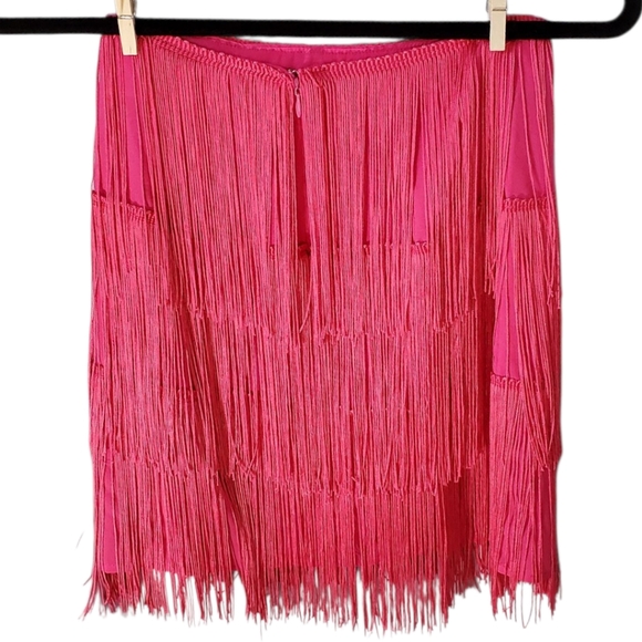 Showpo Siofra Hot Pink 4 Tier Fringe Mini Skirt Sz 0 - Picture 3 of 11